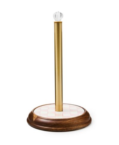 Держатель для бумажных полотенец MacKenzie-Childs Rosy Check Wood Paper Towel Holder