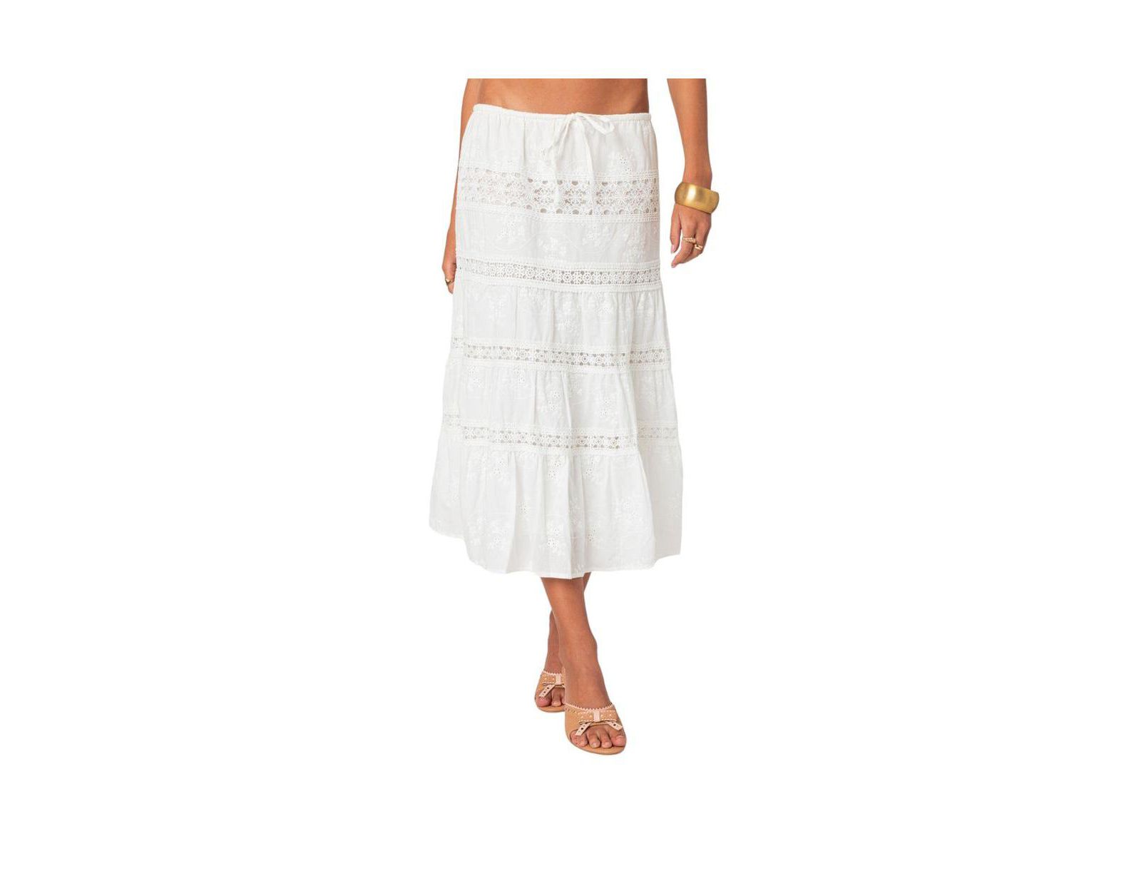 Женская миди-юбка Edikted Tiered Cotton Lace