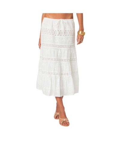 Женская миди-юбка Edikted Tiered Cotton Lace