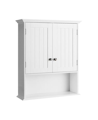 SUGIFT 23.5" MDF Wall Mount Bathroom Cabinet Storage Organizer with Doors and Shelves