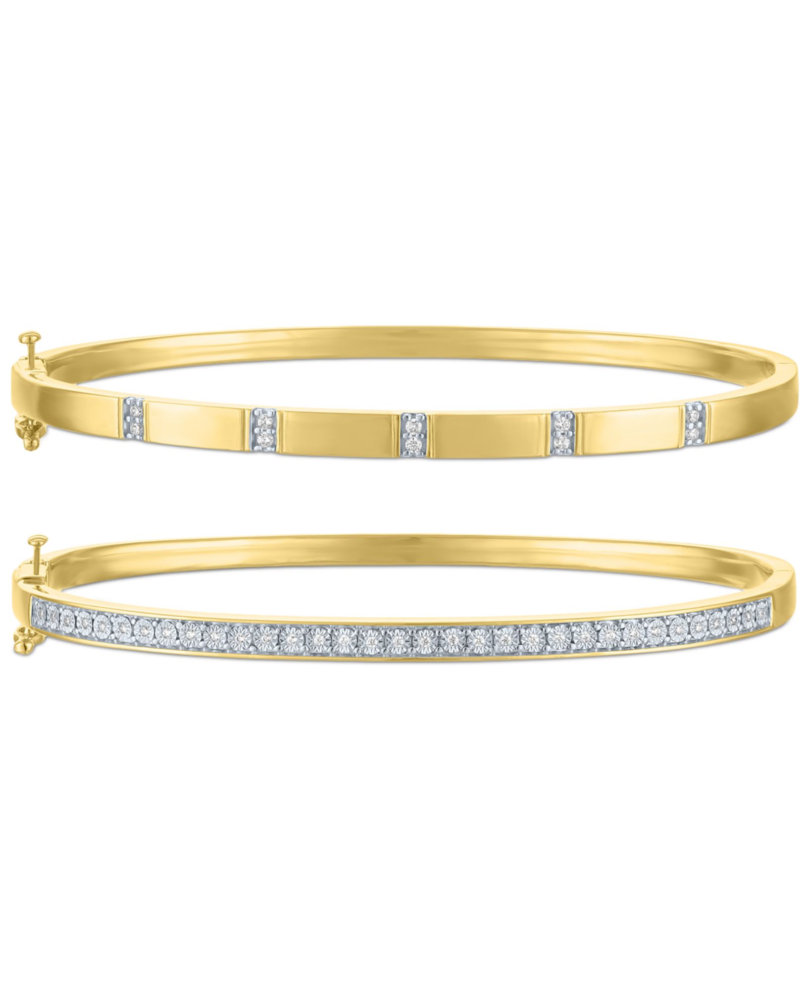 2-Pc. Set Diamond Bangle Bracelets (1/5 ct. t.w.) in 14k Gold-Plated Sterling Silver or Sterling Silver