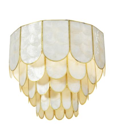 Storied Home 14" Round 4-Tier Capiz and Metal Flush Mount Ceiling Light