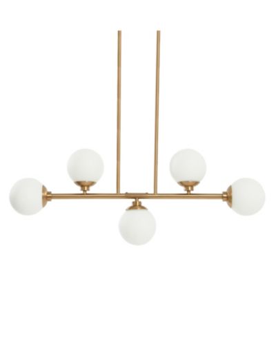 Robert Stevenson Lighting Lorne - Metal and Frosted Glass 5-Light Chandelier Brushed Gold