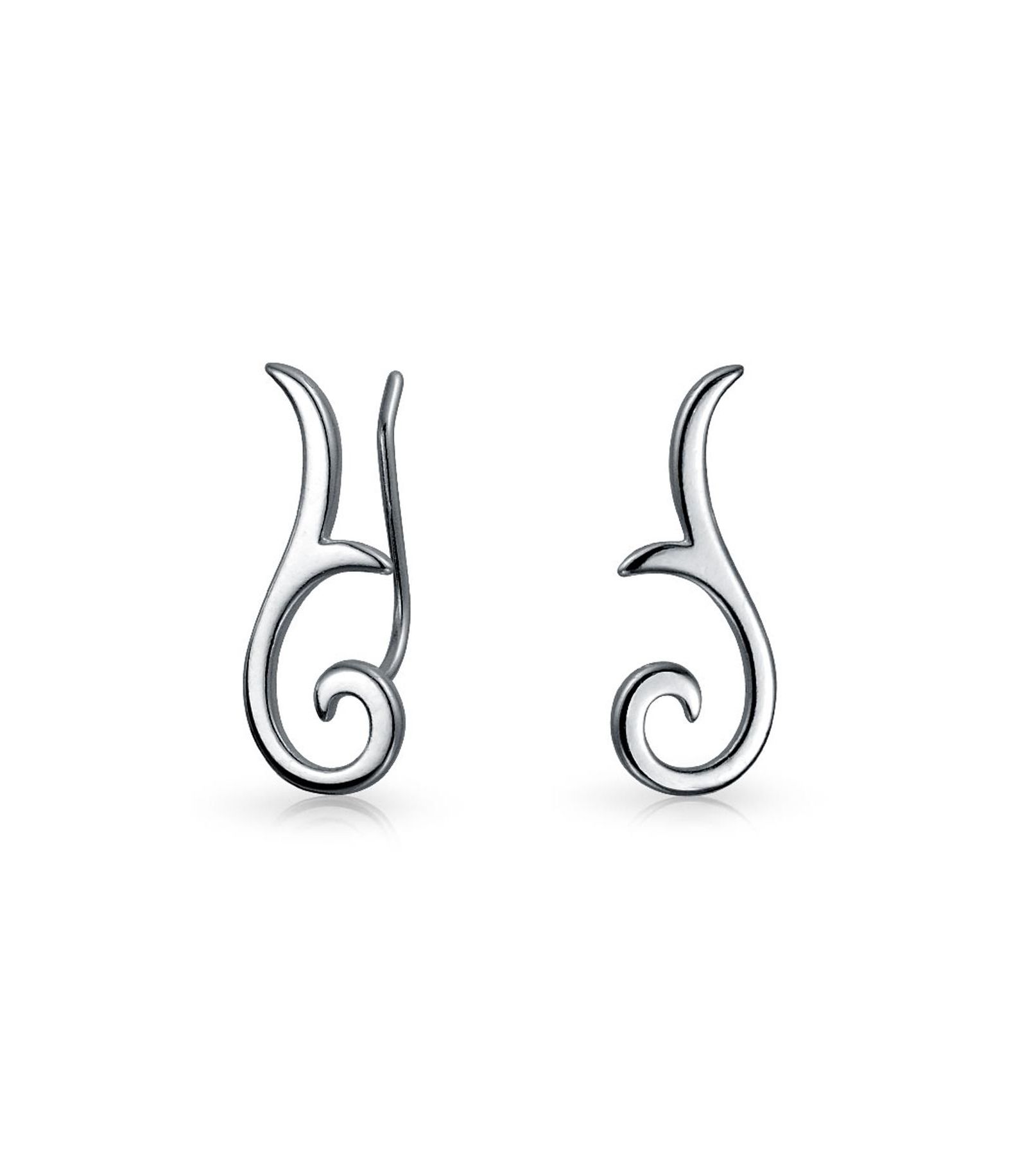 Серьги Bling Jewelry Scroll Design Ear Pin Crawlers Climber, Gold Plated .925 Sterling Silver
