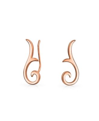 Bling Jewelry Scroll Ear Pin Crawlers Climber Earrings Rose Gold Plated Sterling Silver