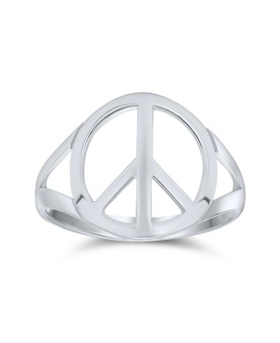Bling Jewelry Retro Symbol of World Peace Ring Split Band .925 Sterling Silver