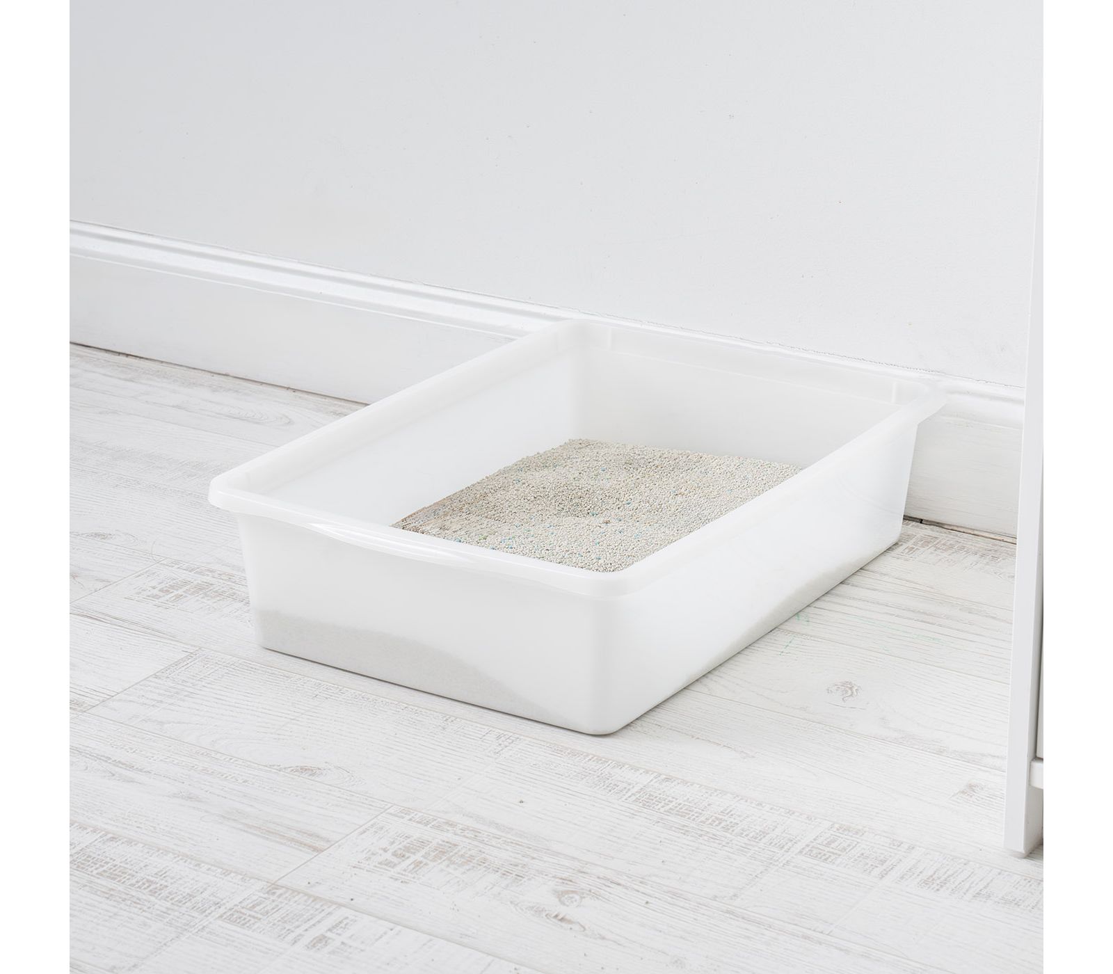 IRIS Large Open Top Cat Litter Tray, Sturdy Comfortable Open Air Senior Cat Kitty Rabbit Bunny Litter Pan Indoor, Pearl