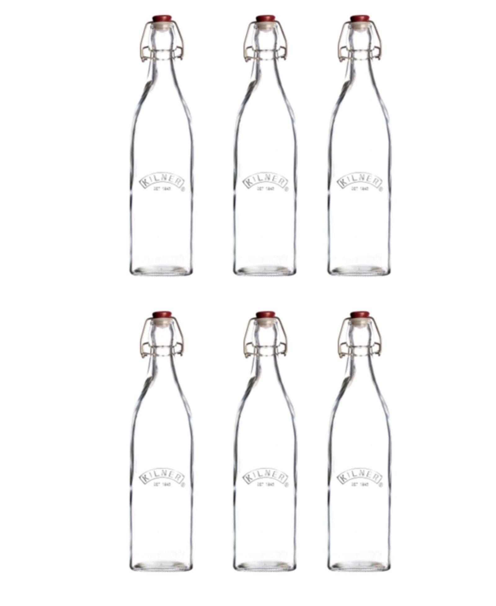 Kilner Set of 6 Square Clip Top Bottles