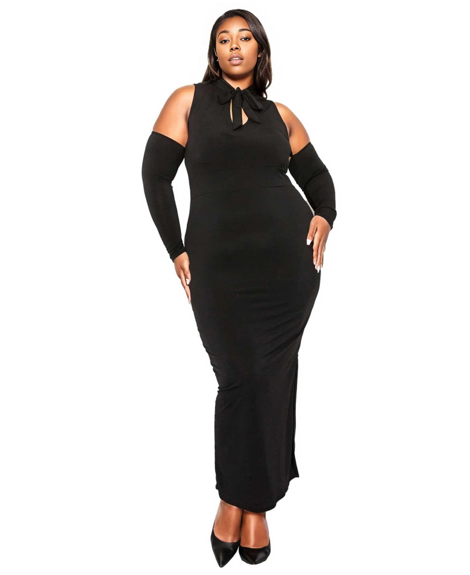 L I V D Plus Size Женское платье Femmefatale с бантом на воротнике