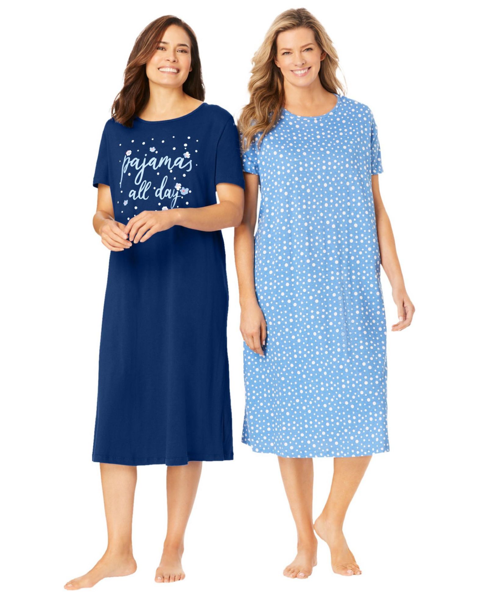 Женские сорочки Dreams & Co. 2-Pack Long Sleepshirts