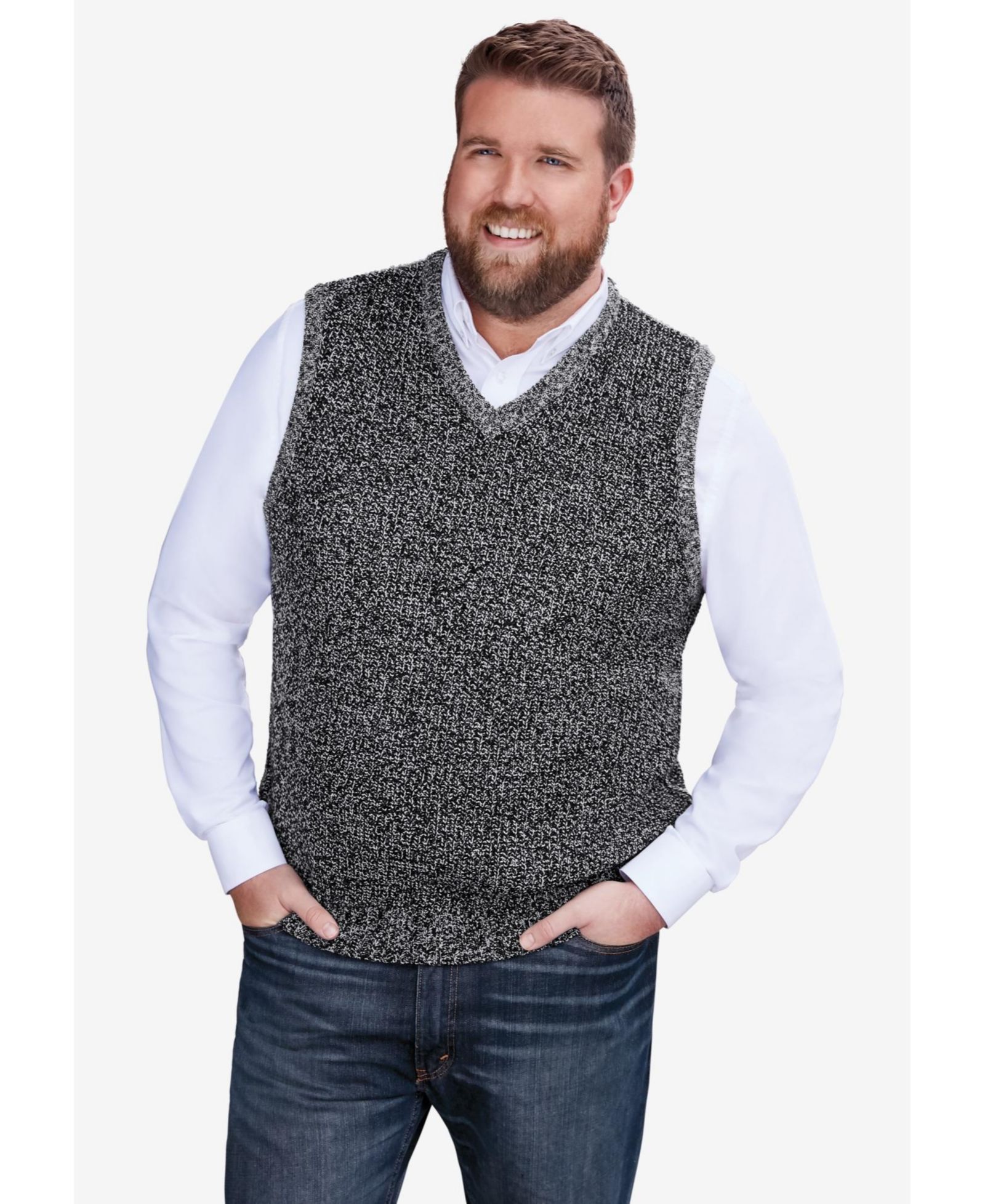 KingSize Men's Shaker Knit V-Neck Sweater Vest