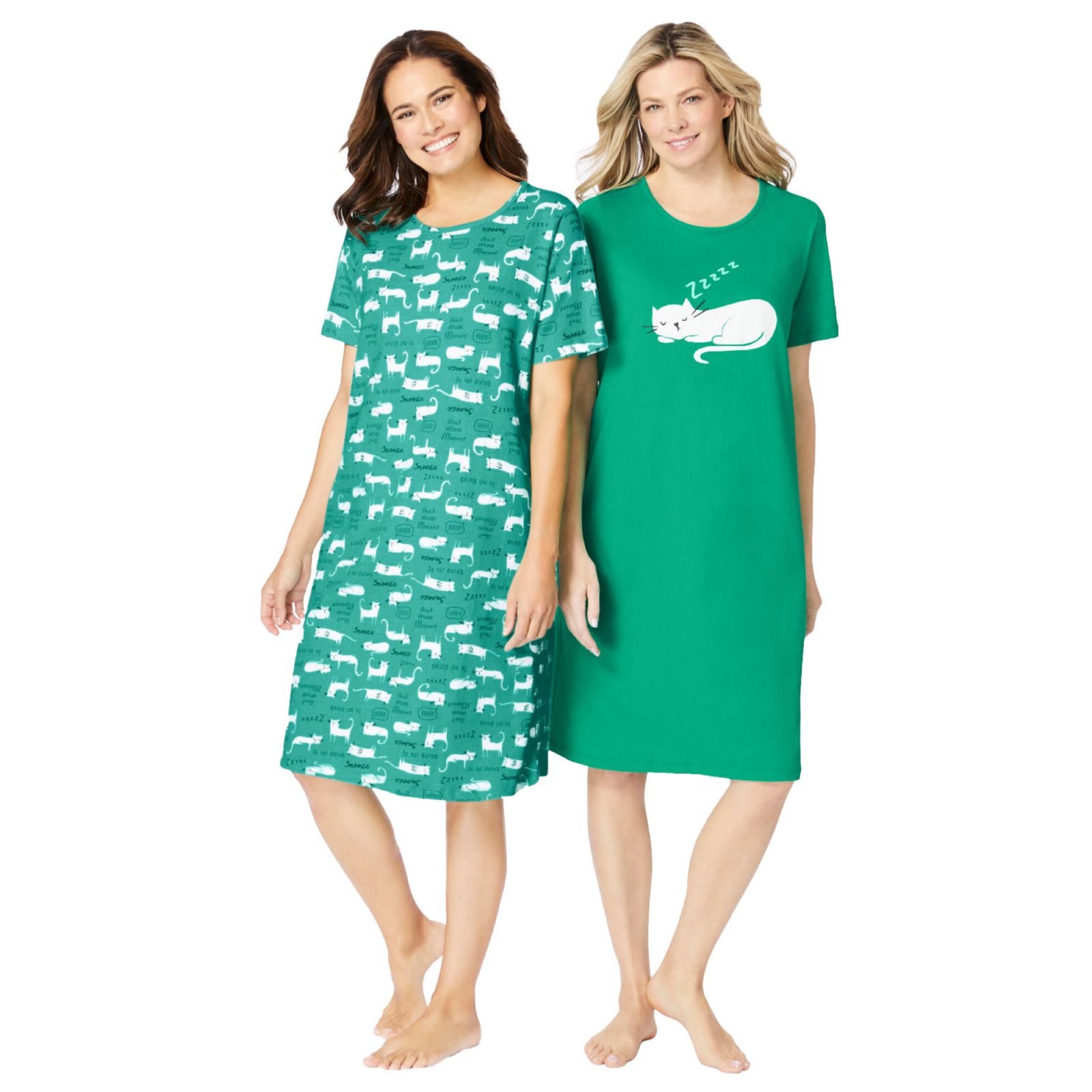 Dreams & Co. Women's Dreams and Co. 2-Pack Short-Sleeve Sleepshirt