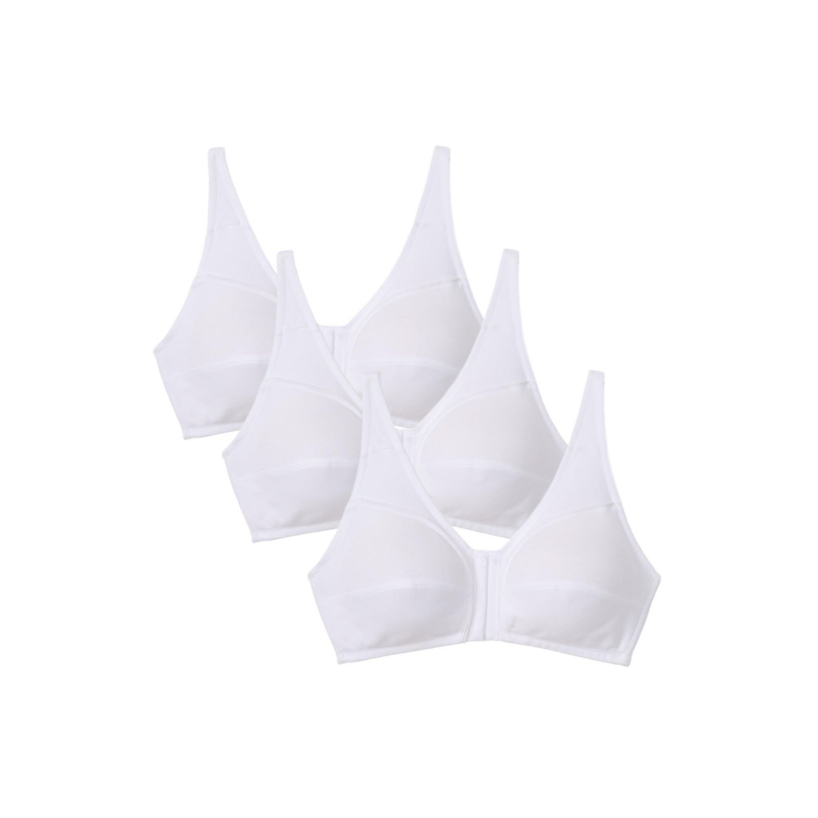 Comfort Choice Women's 3-Pack Front-Close Cotton Wireless Bra