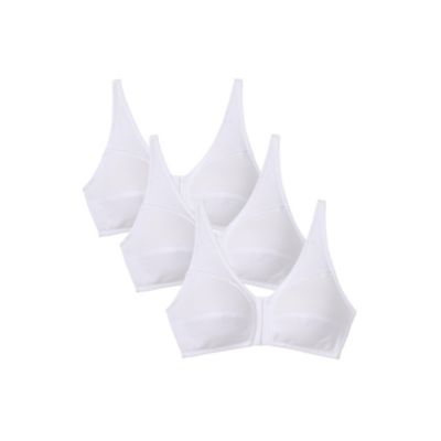 Comfort Choice Women's 3-Pack Front-Close Cotton Wireless Bra
