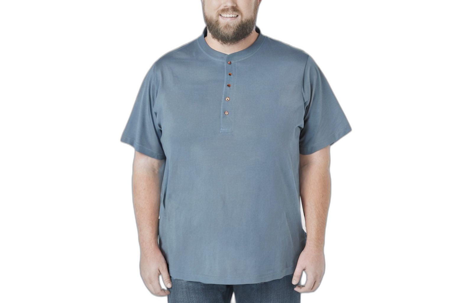 Мужская рубашка Henley Boulder Creek by KingSize Heavyweight Longer-Length Short-Sleeve