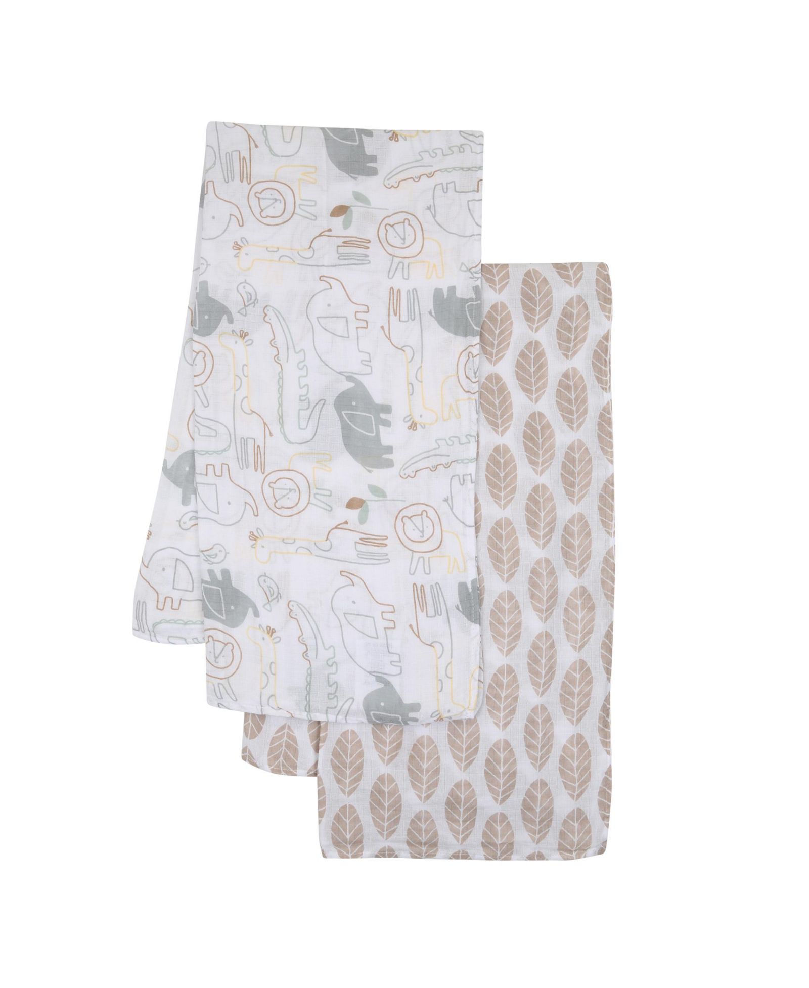 Набор из 2 шт. детских муслиновых пеленок Lambs & Ivy Jungle Story 100% Cotton Safari Swaddle