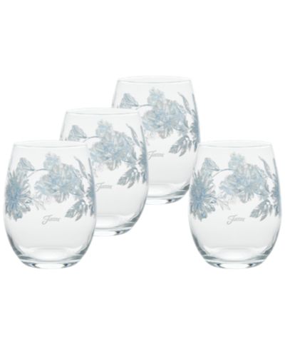 Fiesta Botanical Floral Stemless Wine Glasses, Set of 4