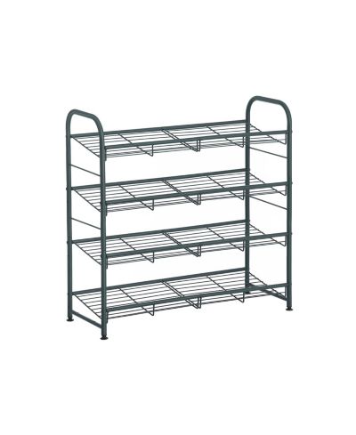 4-Tier Shoe Rack Storage Organizer, Hold up to 16 Pairs, Steel, for High Heels, Trainers, Slippers