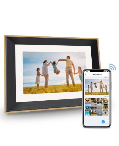 Eco4Life 10.1" WiFi Цифровая фоторамка с функцией обмена фото и видео, деревянная