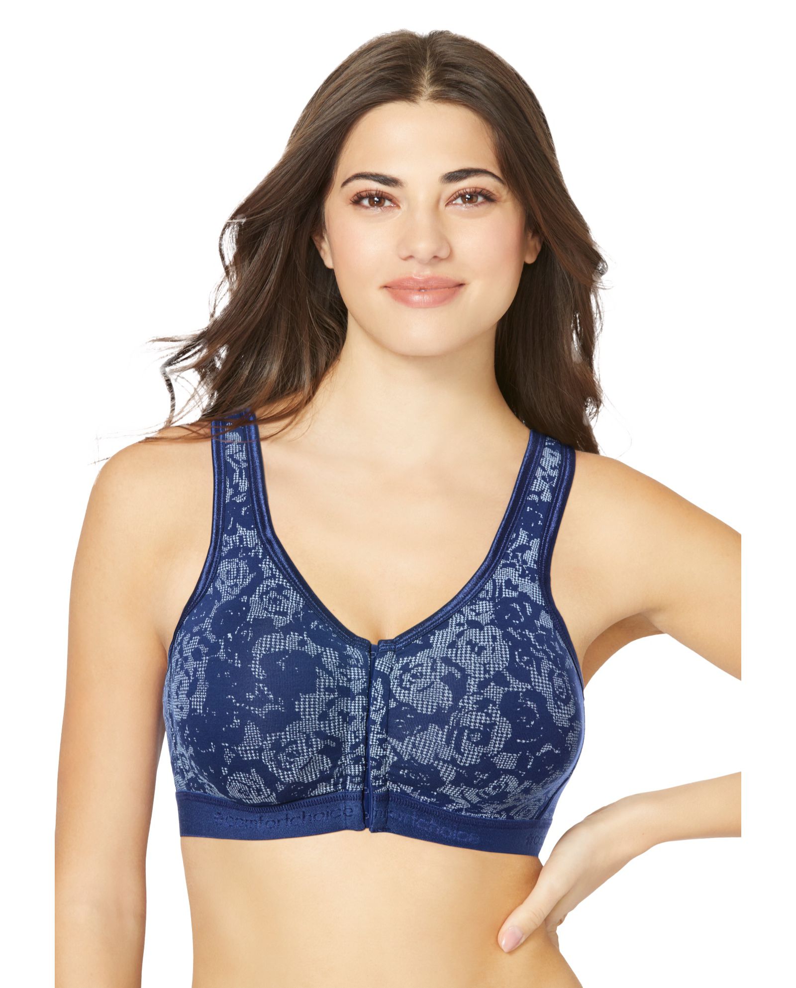 Comfort Choice Women's Wireless Front-Close Lounge Bra