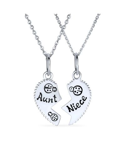 Bling Jewelry Split Broken Puzzle Heart Break Apart Pendant Necklace .925 Sterling Silver