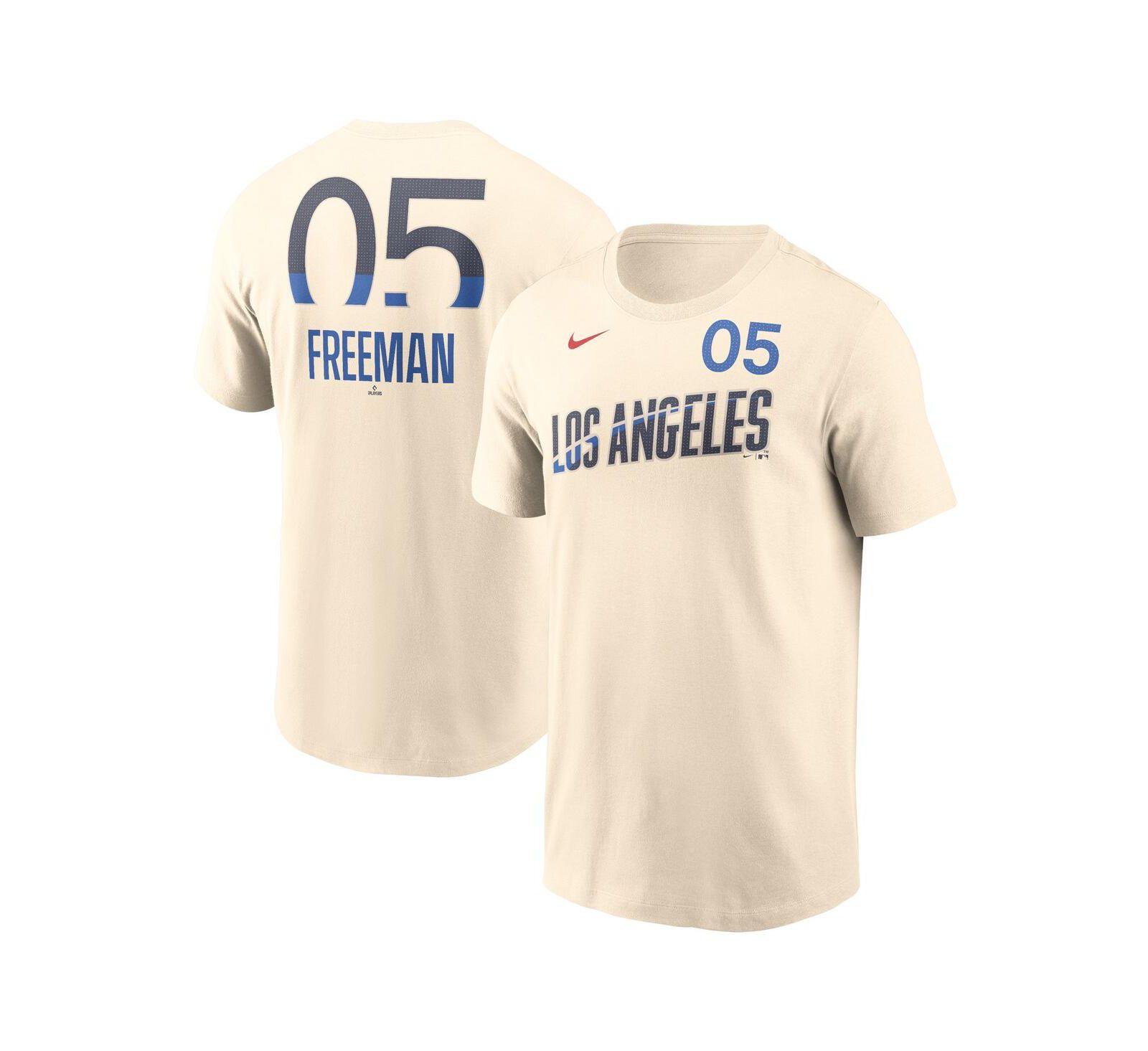 Nike Men's Freddie Freeman Cream Los Angeles Dodgers 2024 City Connect Fuse Name & Number T-Shirt