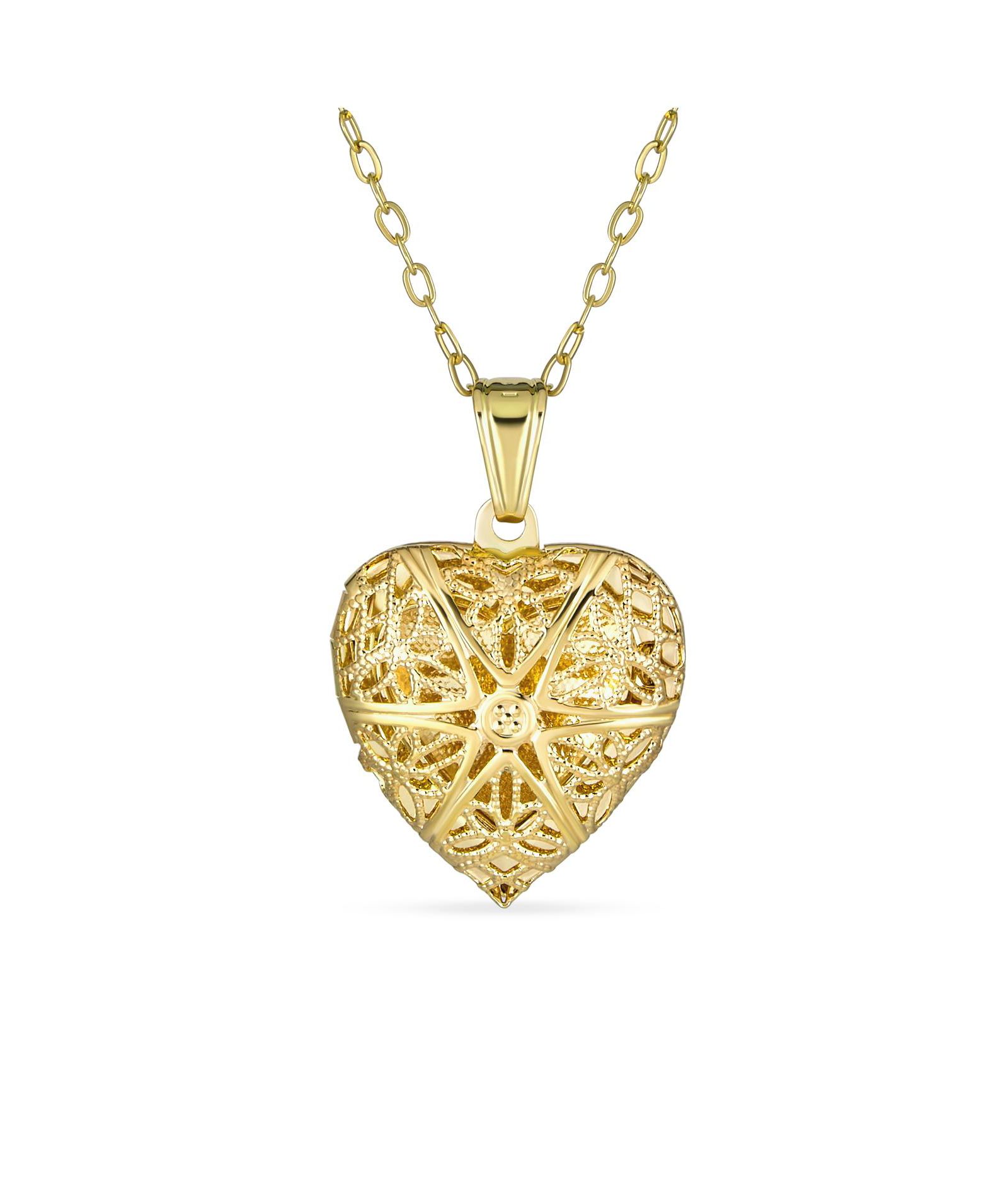 Bling Jewelry Aromatherapy Essential Oil Perfume Diffuser Locket Necklace Gold Plated