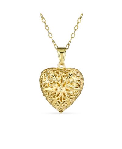 Bling Jewelry кулон-локет для ароматерапии в форме звезды и сердца, 18K Gold Plated