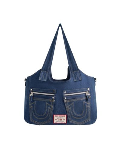 True Religion Horseshoe Stitch Denim Satchel
