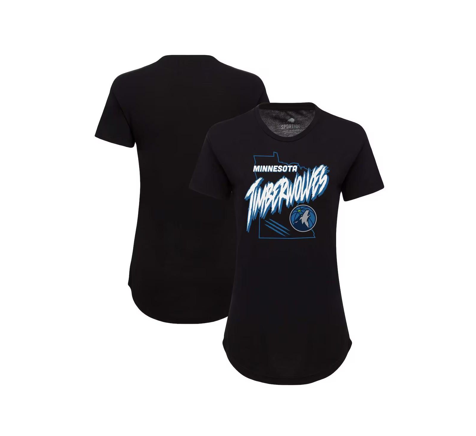 Женская футболка Sportiqe Black Minnesota Timberwolves Phoebe Super Soft Tri-Blend