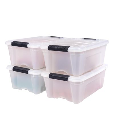 Пластиковые контейнеры для хранения IRIS USA 13 Qt Stackable с крышками, 4 шт