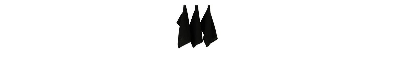 Design Imports Cotton Kitchen Collection Dishtowel Set, 18x26", Black, 6 Piece
