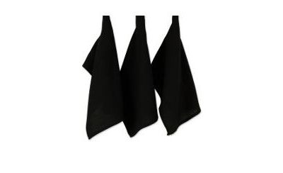 Design Imports Cotton Kitchen Collection Dishtowel Set, 18x26", Black, 6 Piece