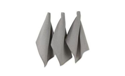 Design Imports Cotton Kitchen Collection Dishtowel Set, 18x26", Gray, 6 Piece