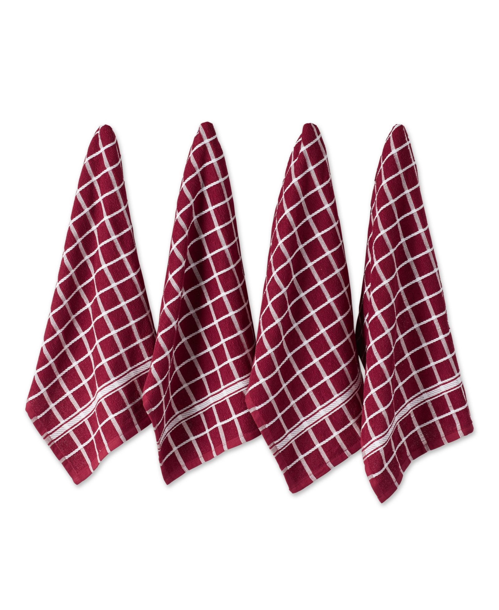Набор кухонных полотенец Design Imports Basic Terry Collection Windowpane, 16x26", Wine Check, 4 Piece