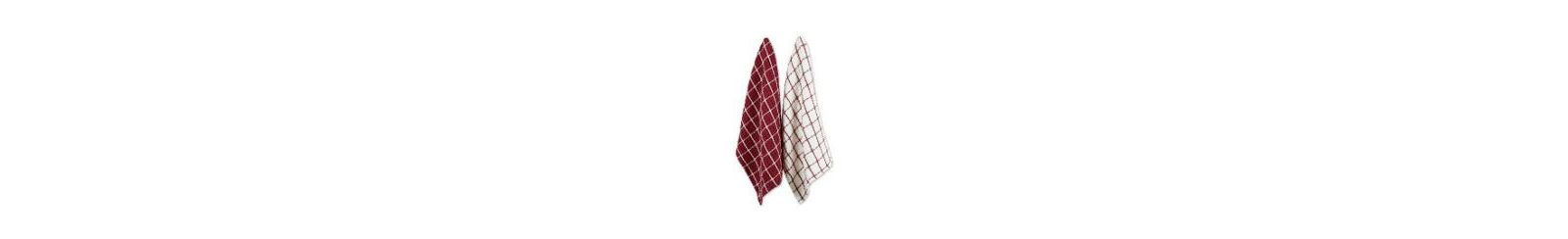 Design Imports Washed Waffle Collection Oversized Preshrunk Ultra Absorbent, Dishtowel Set, 20x30", Barn Red, 2 Piece