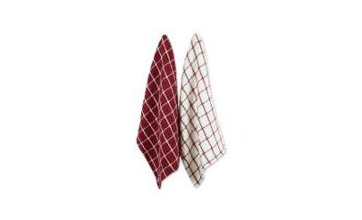 Design Imports Washed Waffle Collection Oversized Preshrunk Ultra Absorbent, Dishtowel Set, 20x30", Barn Red, 2 Piece