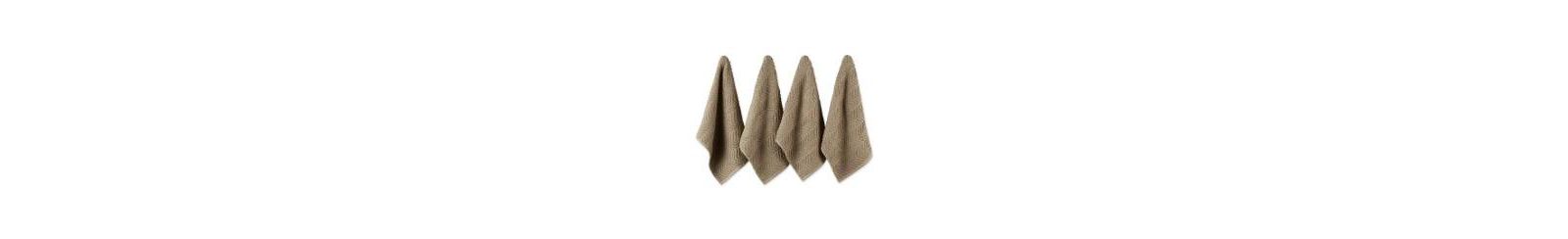 Design Imports Luxury Bar Mop Collection Chevron Dishtowel Set, 16x19", Stone, 4 Piece