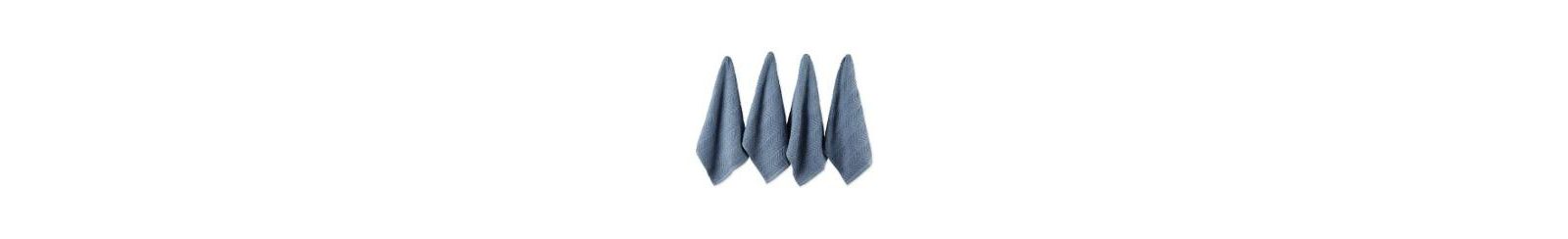 Design Imports Luxury Bar Mop Collection Chevron Dishtowel Set, 16x19", Stonewash Blue, 4 Piece