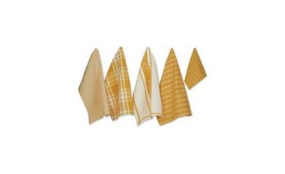 Design Imports Everyday Collection Foodie Kitchen Set, Dishtowel Dishcloth, Honey Gold, 5 Piece