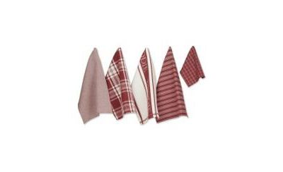 Design Imports Everyday Collection Foodie Kitchen Set, Dishtowel Dishcloth, Barn Red, 5 Piece