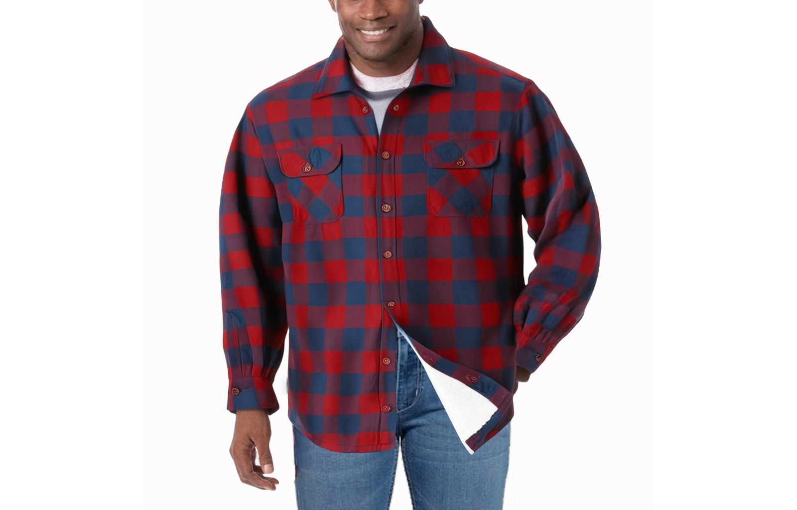KingSize Men's Fleece Sherpa Shirt Jacket