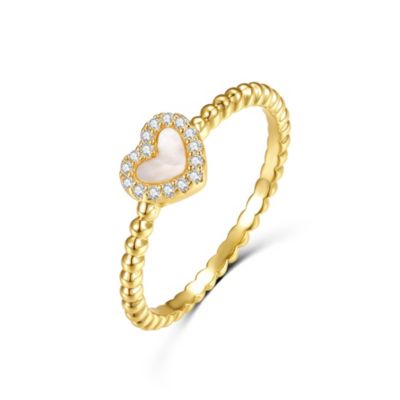 GiGiGirl кольцо-кафф с напылением 14k Gold, перламутром и Cubic Zirconia