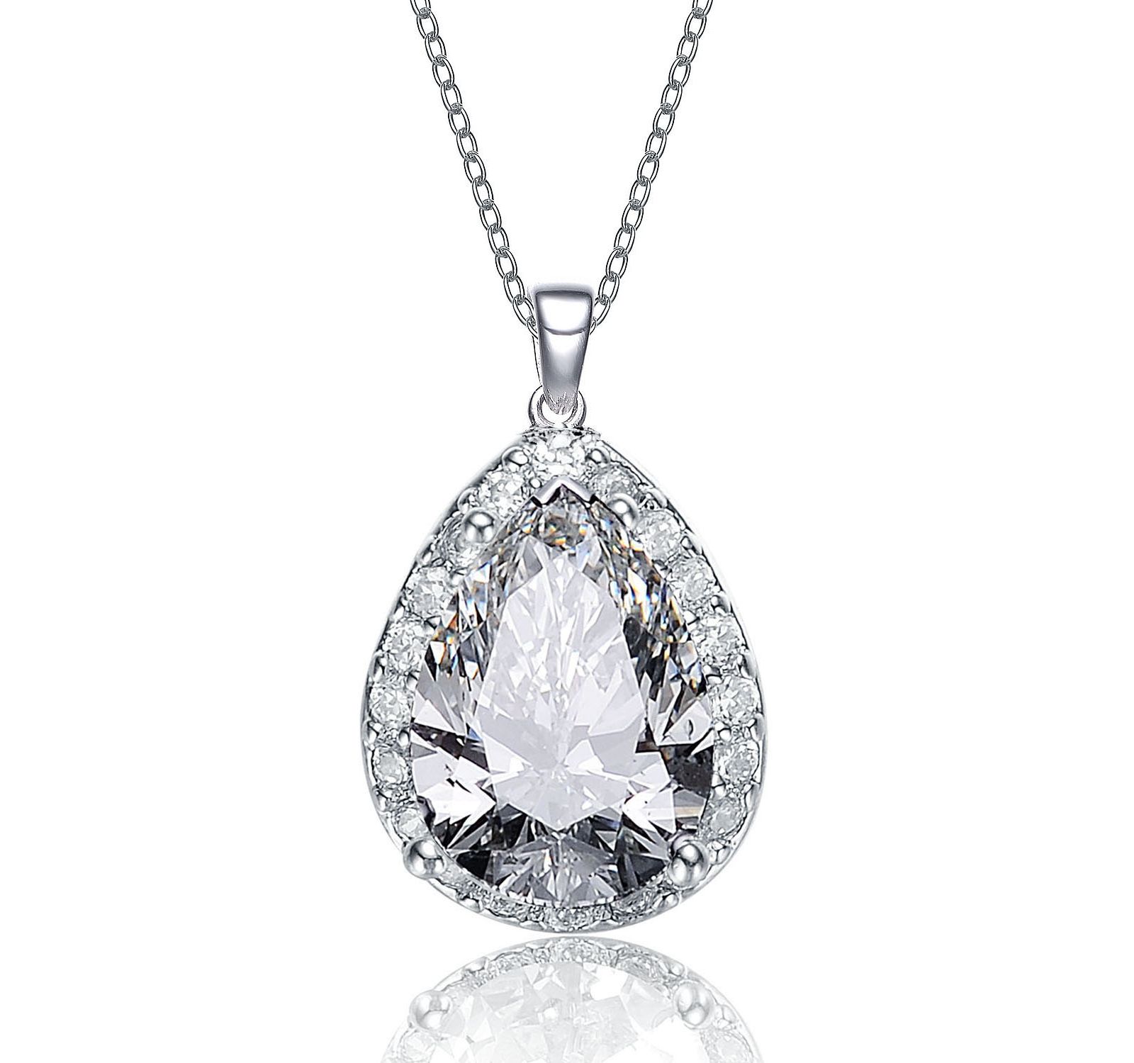 Rachel Glauber Cubic Zirconia Pear Pendant Necklace