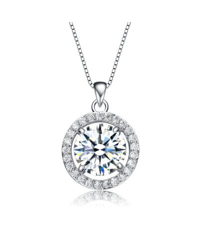 Rachel Glauber ожерелье-кулон Big Round Solitaire Halo с позолотой и Cubic Zirconia