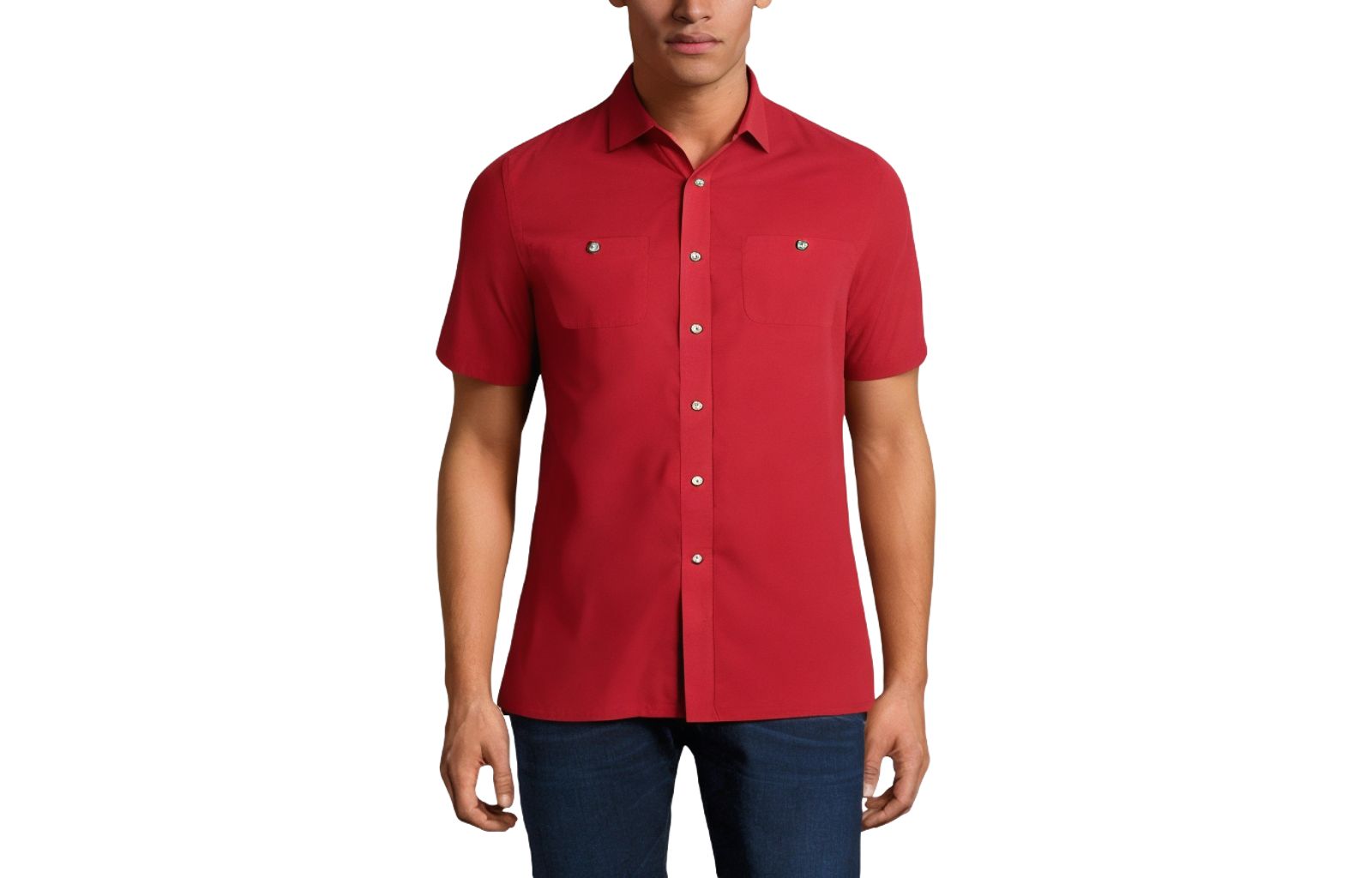 KingSize Men's Solid Wrinkle-Resistant Short Sleeve Button Down