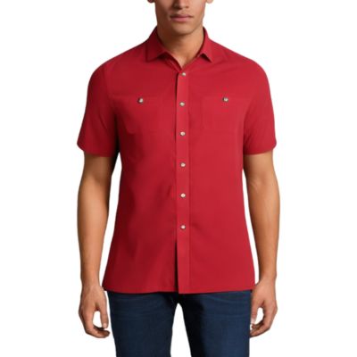 KingSize Men's Solid Wrinkle-Resistant Short Sleeve Button Down