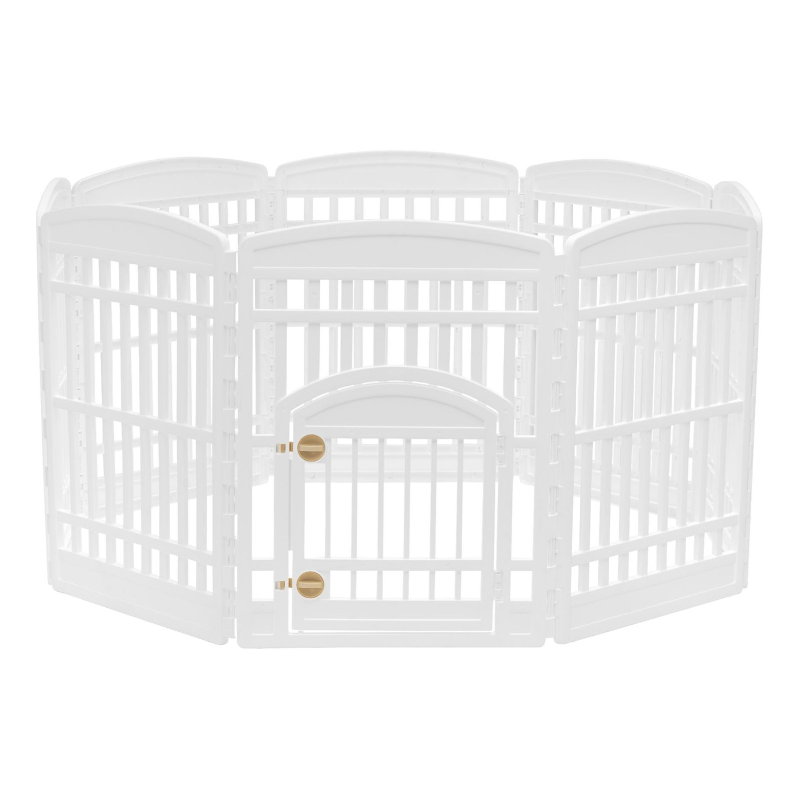 IRIS 8-Panel 34-In Exercise Pet Playpen with Door, White