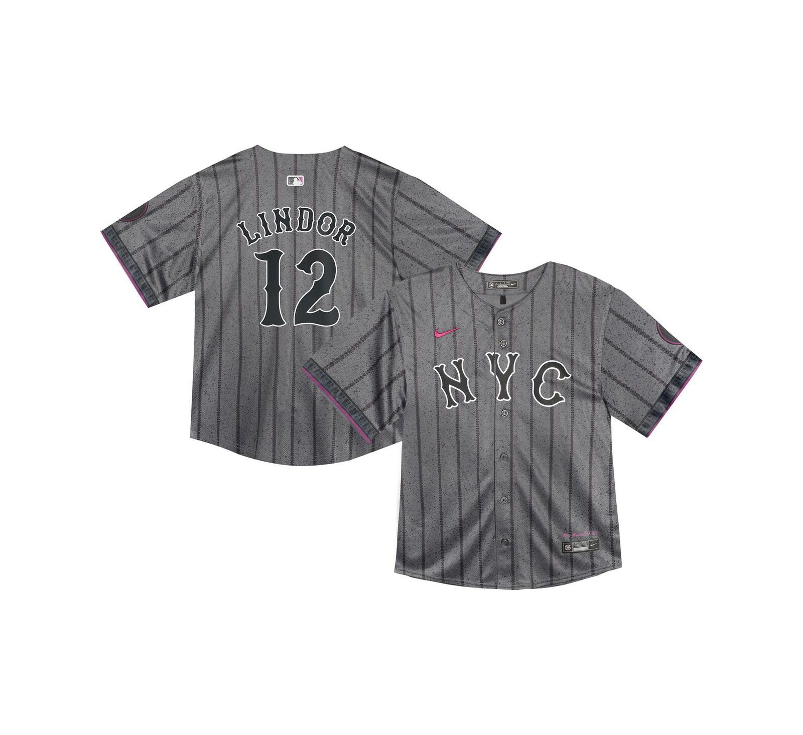 Детская джерси Nike Francisco Lindor Graphite New York Mets 2024 City Connect Limited Player