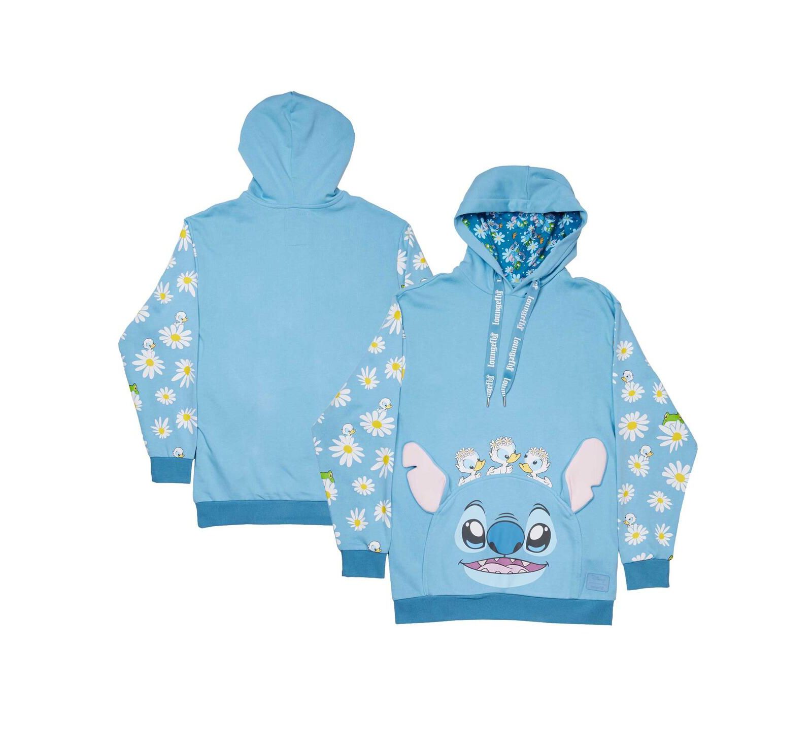 Loungefly Men's and Women's Light Blue Lilo and Stitch Springtime Daisy Pullover Hoodie